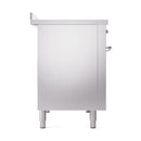 Stainless steel oven base with chrome trim and adjustable leveling feet