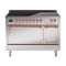 ILVE Nostalgie II Noblesse 48-Inch 5.02 Cu. Ft. Dual Oven Induction Range with 6 Elements and Solid Door in Stainless Steel with Copper Trim (UNI486QNMPSSP)