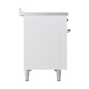 White oven base cabinet with solid door panel and brass handle hardware
