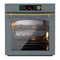 ILVE Nostalgie II 30-Inch 4.4 Cu. Ft. Built-In Pyrolytic Convection Single Wall Oven in Blue Grey with Brass Trim (UOV30NTPYBGG)