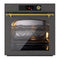 ILVE Nostalgie II 30-Inch 4.4 Cu. Ft. Built-In Pyrolytic Convection Single Wall Oven in Graphite Matte with Brass Trim (UOV30NTPYMGG)