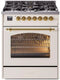 ILVE Nostalgie II 30-Inch Dual Fuel Freestanding Range with Antique White with Brass Trim (UP30NMPAWG)