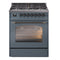 ILVE Nostalgie II 30-Inch Dual Fuel Freestanding Range in Blue Grey with Bronze Trim (UP30NMPBGB)