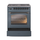 ILVE Nostalgie II 30-Inch Dual Fuel Freestanding Range in Blue Grey with Bronze Trim (UP30NMPBGB)