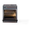 ILVE Nostalgie II 30-Inch Dual Fuel Freestanding Range in Blue Grey with Copper Trim (UP30NMPBGP)