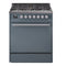 ILVE Professional Plus II 30-Inch 4.0 Cu. Ft. Propane Gas Dual Fuel Range with 5 Burners and Solid Door in Blue Grey (UP30QMPBGLP)