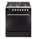 ILVE Professional Plus II 30-Inch 4.0 Cu. Ft. Propane Gas Dual Fuel Range with 5 Burners and Solid Door in Glossy Black (UP30QMPBKLP)