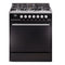 ILVE Professional Plus II 30-Inch 4.0 Cu. Ft. Propane Gas Dual Fuel Range with 5 Burners and Solid Door in Glossy Black (UP30QMPBKLP)