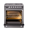 ILVE Professional Plus II 30-Inch 4.0 Cu. Ft. Propane Gas Dual Fuel Range with 5 Burners and Solid Door in Graphite Matte (UP30QMPMGLP)