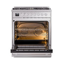 ILVE Professional Plus II 30-Inch 4.0 Cu. Ft. Dual Fuel Range with 5 Burners and Solid Door in Stainless Steel (UP30QMPSS)