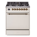 ILVE Nostalgie II 30 inch Propane Gas Range with 5 Sealed Burners with Triple Glass Door in Antique White with Burnished Trim