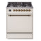 ILVE Nostalgie II 30 inch Propane Gas Range with 5 Sealed Burners with Triple Glass Door in Antique White with Burnished Trim