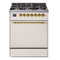 ILVE Nostalgie II 30 inch Propane Gas Range with 5 Sealed Burners with Triple Glass Door in Antique White with Brass Trim