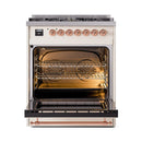 ILVE Nostalgie II 30-Inch Dual Fuel Range with Solid Door in Antique White with Copper Trim (UP30QNMPAWP)