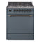 ILVE Nostalgie II 30 inch Propane Gas Range with 5 Sealed Burners with Triple Glass Door in Blue Grey with Burnished Trim