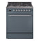 ILVE Nostalgie II 30 inch Propane Gas Range with 5 Sealed Burners with Triple Glass Door in Blue Grey with Chrome Trim