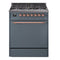 ILVE Nostalgie II 30 inch Propane Gas Range with 5 Sealed Burners with Triple Glass Door in Blue Grey with Copper Trim