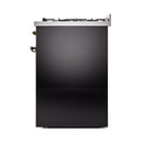 ILVE Nostalgie II 30-Inch Dual Fuel Range with Solid Door in Glossy Black with Bronze Trim (UP30QNMPBKB)