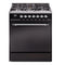 ILVE Nostalgie II 30 inch Propane Gas Range with 5 Sealed Burners with Triple Glass Door in Glossy Black with Chrome Trim
