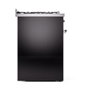 ILVE Nostalgie II 30-Inch Dual Fuel Range with Solid Door in Glossy Black with Chrome Trim (UP30QNMPBKC)