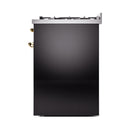 ILVE Nostalgie II 30 inch Propane Gas Range with 5 Sealed Burners with Triple Glass Door in Glossy Black with Brass Trim