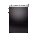 ILVE Nostalgie II 30-Inch Dual Fuel Range with Solid Door in Glossy Black with Copper Trim (UP30QNMPBKP)