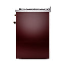 ILVE Nostalgie II 30-Inch Dual Fuel Range with Solid Door in Burgundy with Bronze Trim (UP30QNMPBUB)