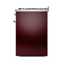 ILVE Nostalgie II 30 inch Propane Gas Range with 5 Sealed Burners with Triple Glass Door in Burgundy with Chrome Trim