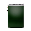 ILVE Nostalgie II 30 inch Propane Gas Range with 5 Sealed Burners with Triple Glass Door in Emerald Green with Burnished Trim