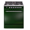 ILVE Nostalgie II 30 inch Propane Gas Range with 5 Sealed Burners with Triple Glass Door in Emerald Green with Chrome Trim