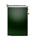 ILVE Nostalgie II 30-Inch Dual Fuel Range with Solid Door in Emerald Green with Brass Trim (UP30QNMPEGG)