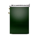 ILVE Nostalgie II 30-Inch Dual Fuel Range with Solid Door in Emerald Green with Brass Trim (UP30QNMPEGG)