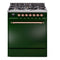 ILVE Nostalgie II 30 inch Propane Gas Range with 5 Sealed Burners with Triple Glass Door in Emerald Green with Copper Trim