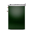 ILVE Nostalgie II 30 inch Propane Gas Range with 5 Sealed Burners with Triple Glass Door in Emerald Green with Copper Trim
