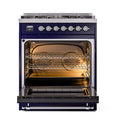 ILVE Nostalgie II 30-Inch Dual Fuel Range with Solid Door in Midnight Blue with Chrome Trim (UP30QNMPMBC)