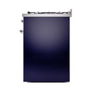 ILVE Nostalgie II 30-Inch Dual Fuel Range with Solid Door in Midnight Blue with Chrome Trim (UP30QNMPMBC)