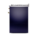 ILVE Nostalgie II 30-Inch Dual Fuel Range with Solid Door in Midnight Blue with Brass Trim (UP30QNMPMBGG)