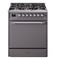 ILVE Nostalgie II 30 inch Propane Gas Range with 5 Sealed Burners with Triple Glass Door in Graphite Matte with Chrome Trim