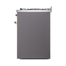 ILVE Nostalgie II 30 inch Propane Gas Range with 5 Sealed Burners with Triple Glass Door in Graphite Matte with Brass Trim