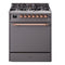 ILVE Nostalgie II 30 inch Propane Gas Range with 5 Sealed Burners with Triple Glass Door in Graphite Matte with Copper Trim
