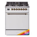 ILVE Nostalgie II 30 inch Propane Gas Range with 5 Sealed Burners with Triple Glass Door in RAL with Burnished Trim