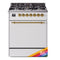 ILVE Nostalgie II 30 inch Propane Gas Range with 5 Sealed Burners with Triple Glass Door in RAL with Brass Trim