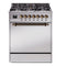 ILVE Nostalgie II 30 inch Propane Gas Range with 5 Sealed Burners with Triple Glass Door in Stainless Steel with Burnished Trim