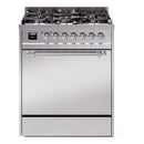 ILVE Nostalgie II 30-Inch Dual Fuel Range with Solid Door in Stainless Steel with Chrome Trim (UP30QNMPSSC)