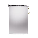 ILVE Nostalgie II 30-Inch Dual Fuel Range with Solid Door in Stainless Steel with Brass Trim (UP30QNMPSSG)