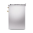 ILVE Nostalgie II 30-Inch Dual Fuel Range with Solid Door in Stainless Steel with Brass Trim (UP30QNMPSSG)
