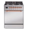 ILVE Nostalgie II 30 inch Propane Gas Range with 5 Sealed Burners with Triple Glass Door in Stainless Steel with Copper Trim
