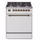 ILVE Nostalgie II 30-Inch Dual Fuel Range with Solid Door in White with Bronze Trim (UP30QNMPWHB)
