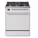 ILVE Nostalgie II 30 inch Propane Gas Range with 5 Sealed Burners with Triple Glass Door in White with Chrome Trim