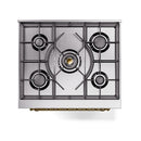 ILVE Nostalgie II 30-Inch Dual Fuel Range with Solid Door in White with Brass Trim (UP30QNMPWHG)